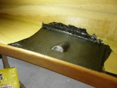 leeboard tube is glued into place, after careful alignment, and is 