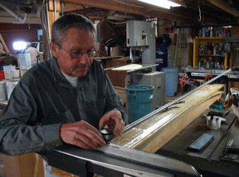 Jan Gougeon adjusting ice boat runners